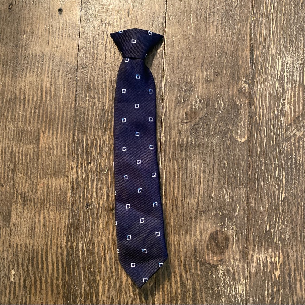 George Boys Navy Blue and White Clip On Neck Tie